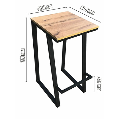 Стул Барный на металлокаркасе КАЛАБАР цвет дуб вотан 405*405*790 арт.383